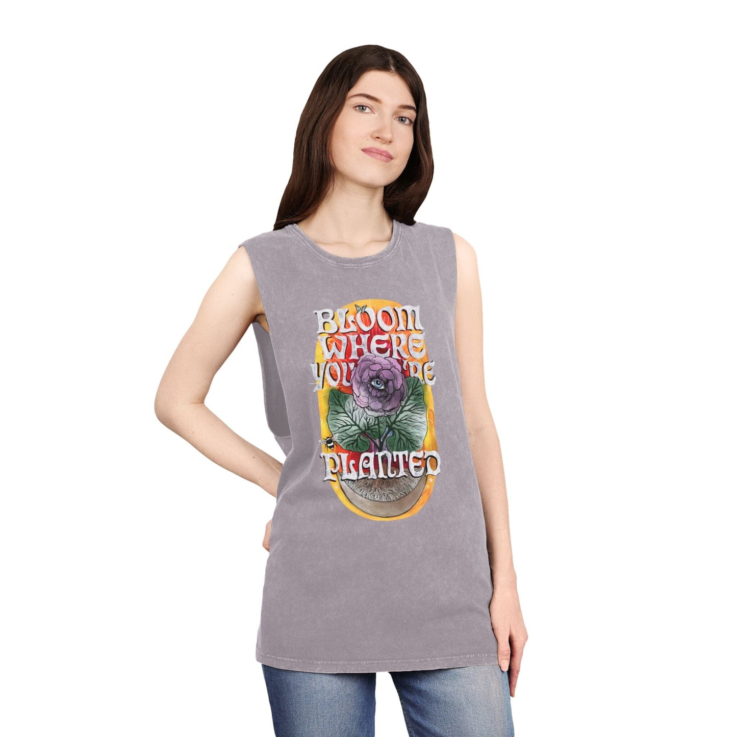Bloom Where You Are Planted - Unisex Stonewash Tank Top