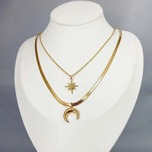 Radiant Star and Moon Necklace