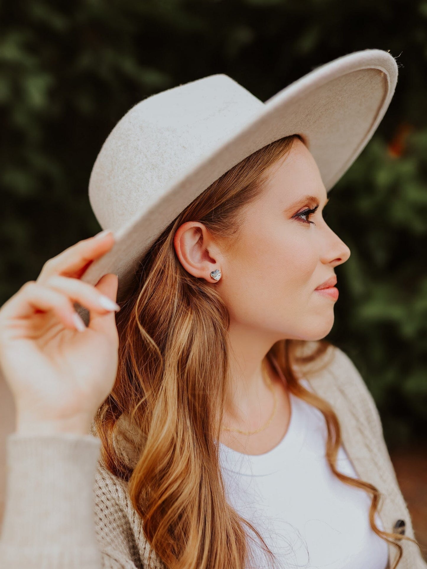 Heart Stud Earrings | Peach Moonstone Gemstone Studs
