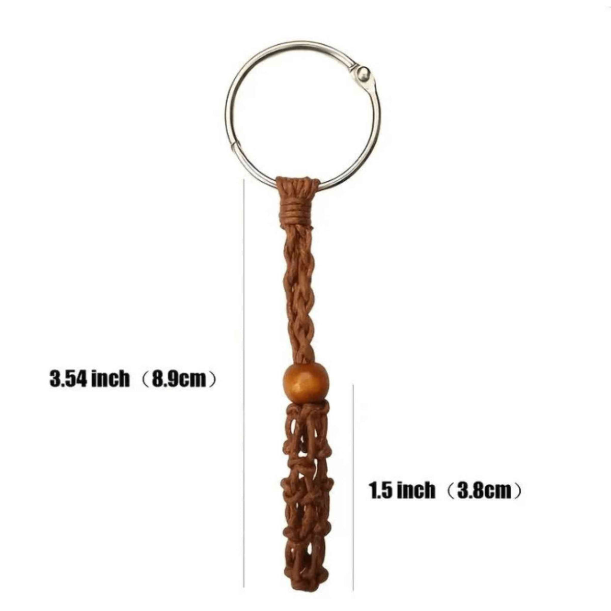 Macrame Crystal Holder Keychain | Braided Stone Cage