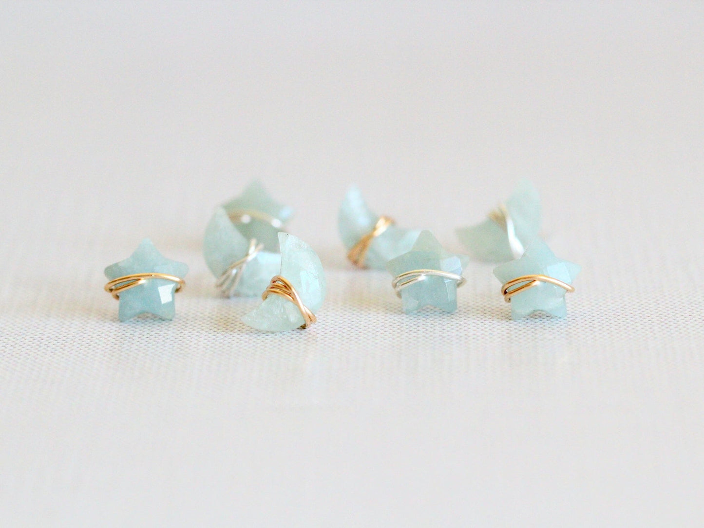 Moonbeam & Stardust Studs - Aquamarine | Celestial Gemstone Earrings