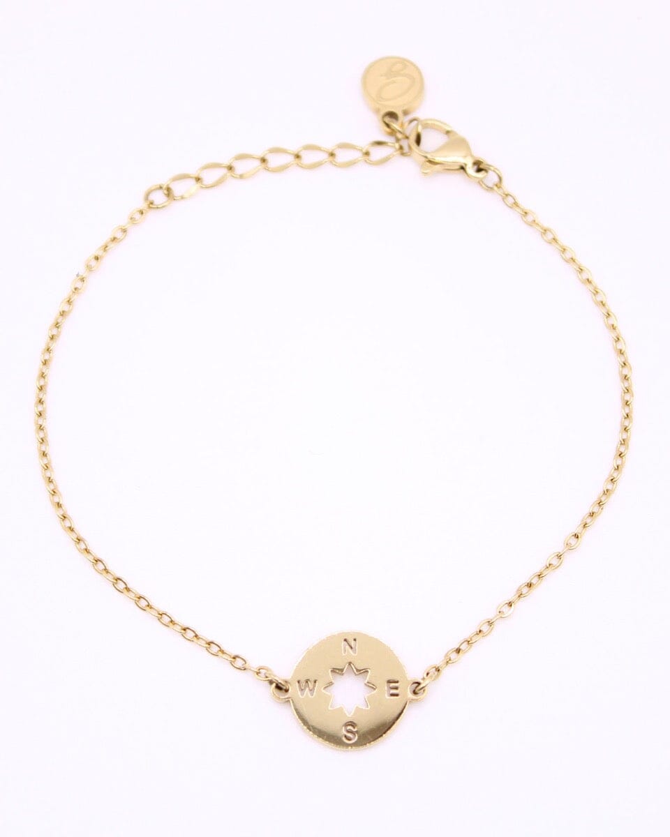 Compass Charm Bracelet Set - Everlasting 14K Gold Finish & Stacking Duo - Spirit Nest