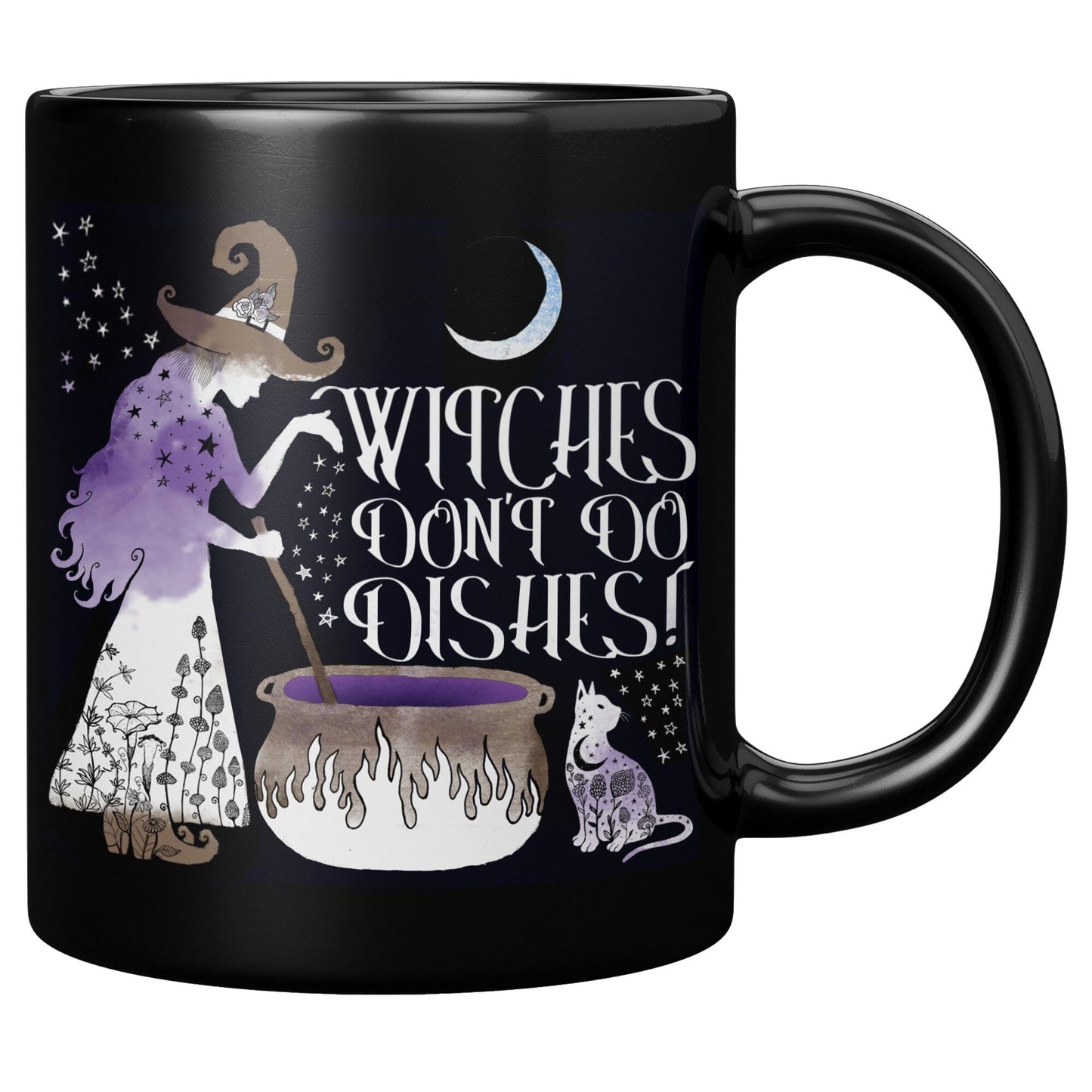 Witches don't do dishes - 11oz Black Mug