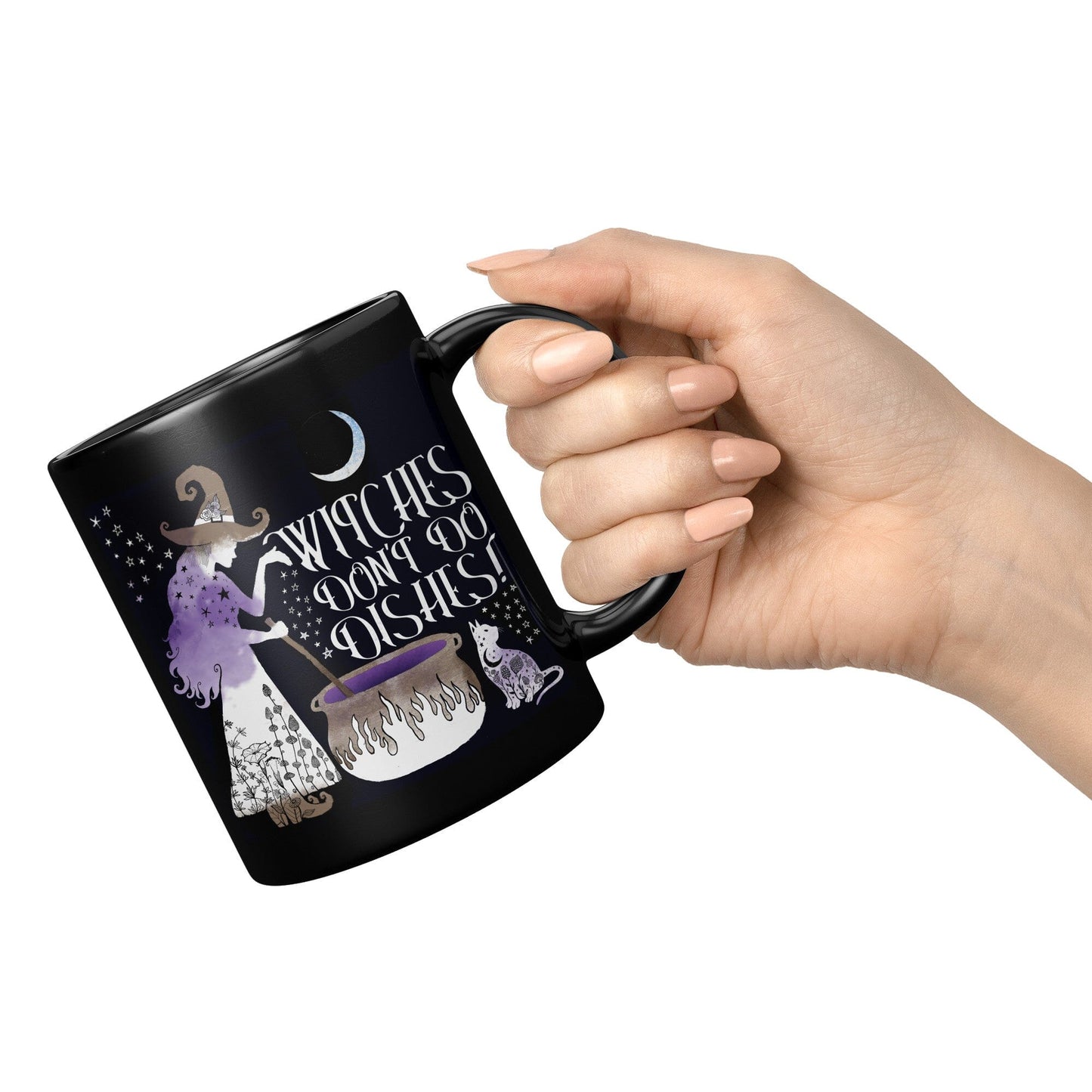 Witches don't do dishes - 11oz Black Mug