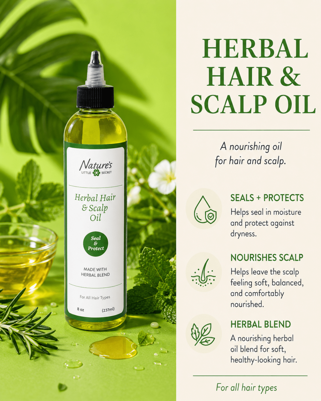 Herbal Hair & Scalp Oil - Botanical Scalp & Hair Moisturizer