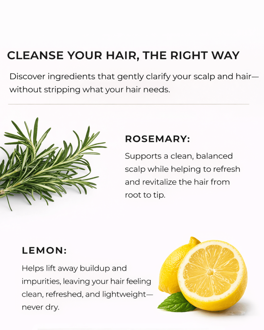 Lemon & Rosemary Clarifying Shampoo - Buildup-Removing Hair Cleanser