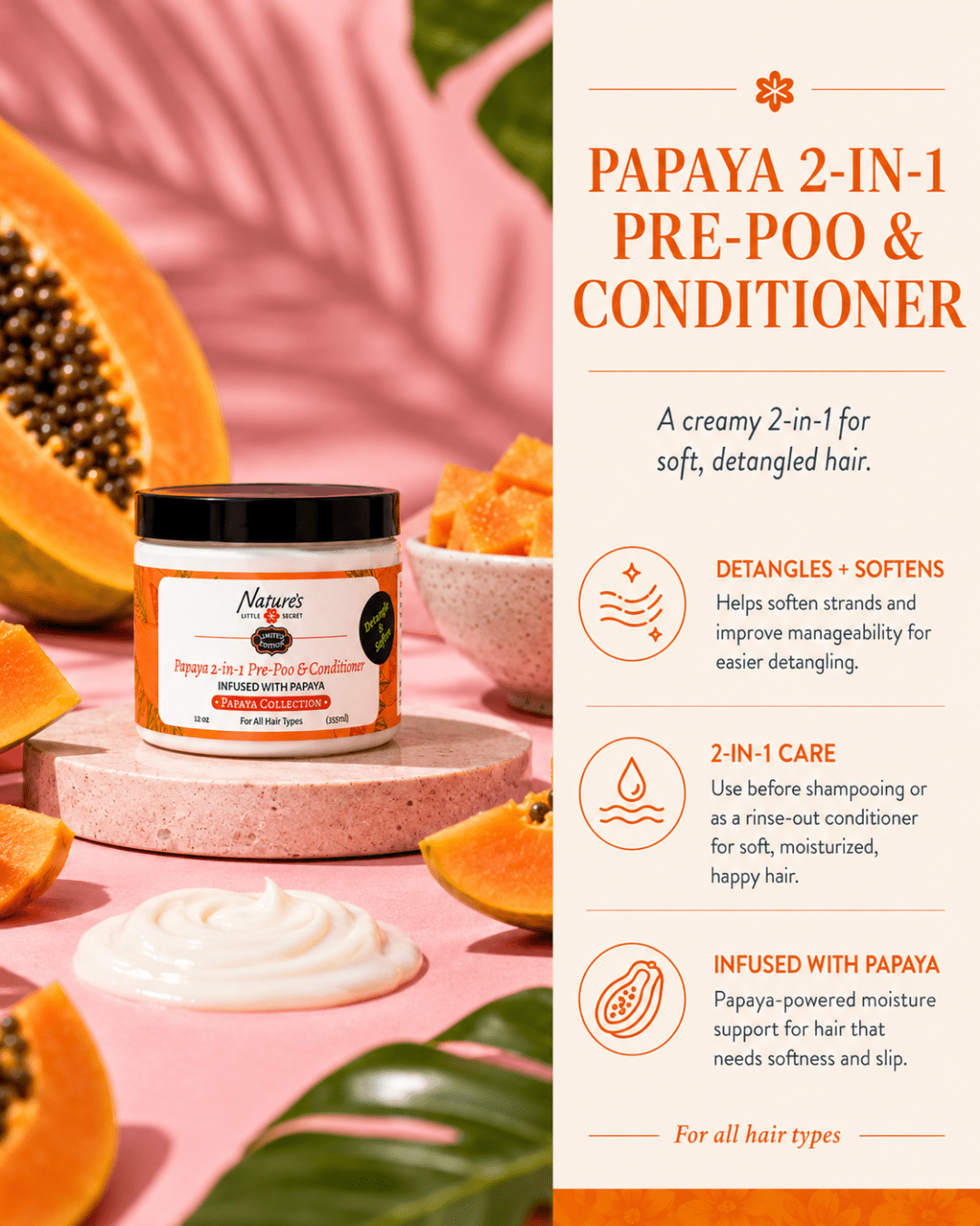Papaya 2-in-1 Pre-Poo & Conditioner - Moisture & Detangling Treatment
