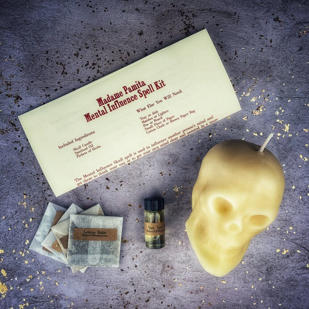 Mental Influence Skull Candle Spell Kit – Focus, Influence & Mental Clarity Magic - Spirit Nest