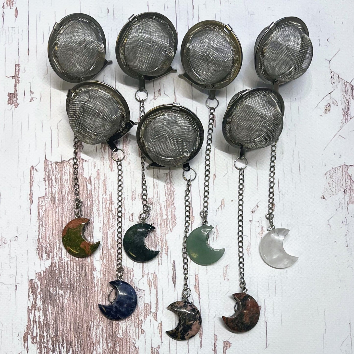 Crescent Moon Crystal Tea Strainer