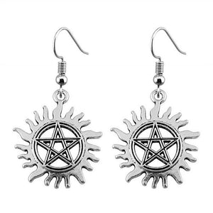Blazing Pentagram Hook Earrings