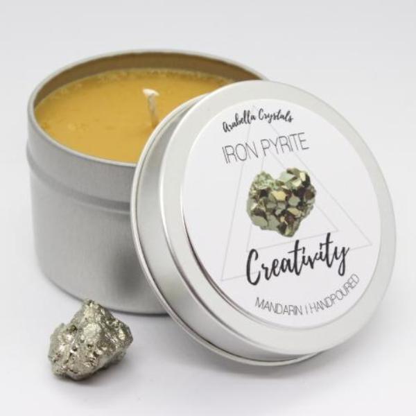 Iron Pyrite Crystal Candle - 4oz.