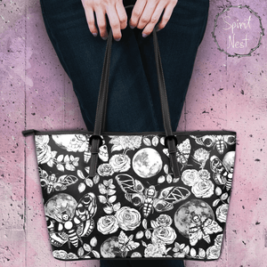 Enchanted Night Black and White - Big artificial leather bag.