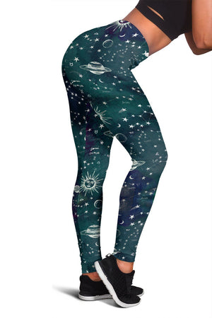 Astrology map turquoise leggings