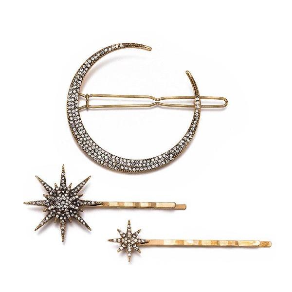 Moon and Stars Rhinestone Hair Clip