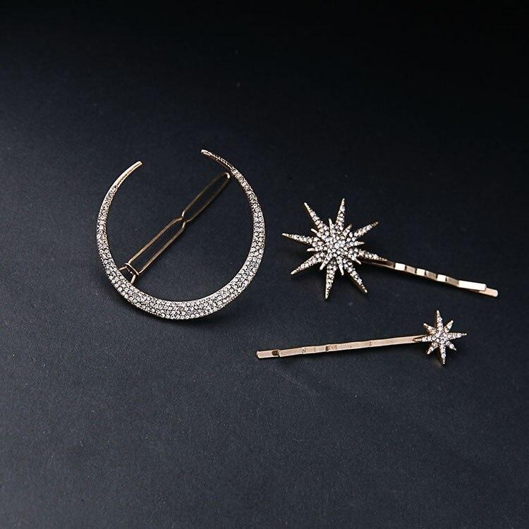 Moon and Stars Rhinestone Hair Clip
