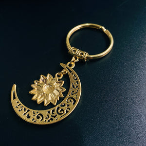 Moon & Sunflower Keychain