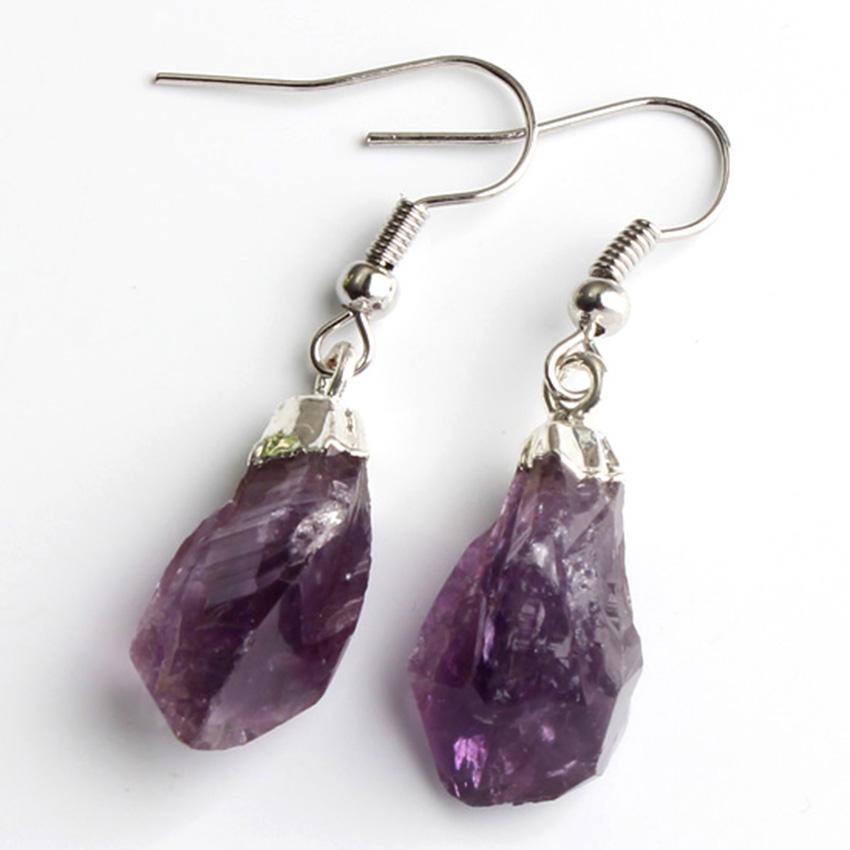 Raw Amethyst Dangle Earrings