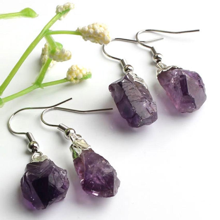 Raw Amethyst Dangle Earrings