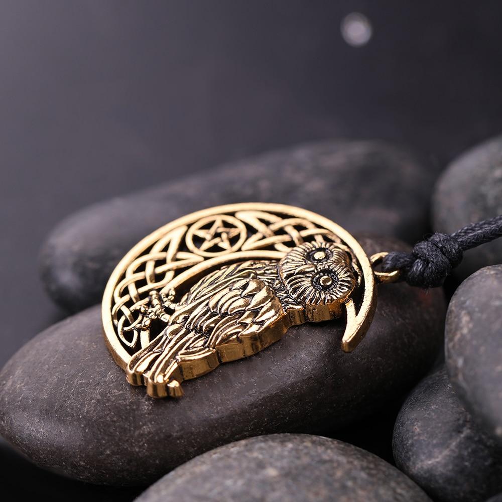 Wicca Goddess Crescent Moon Pendant Owl Necklace