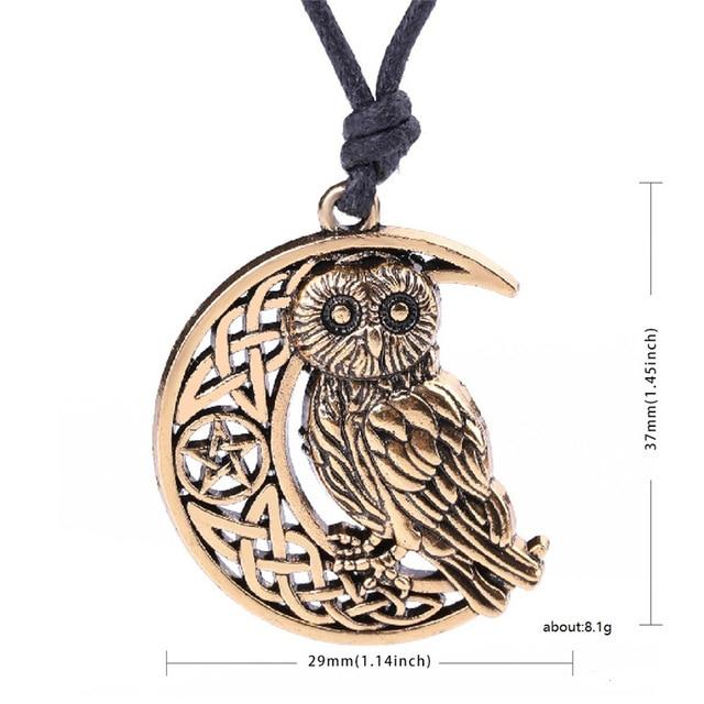 Wicca Goddess Crescent Moon Pendant Owl Necklace