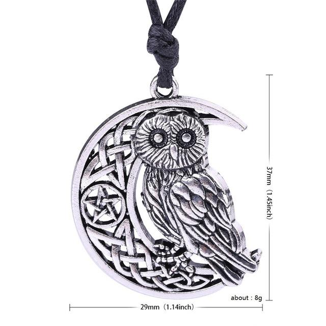 Wicca Goddess Crescent Moon Pendant Owl Necklace