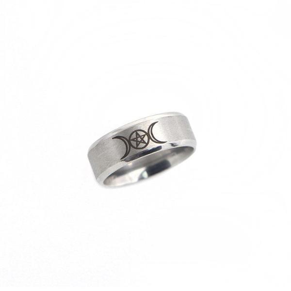 Triple goddess moon ring