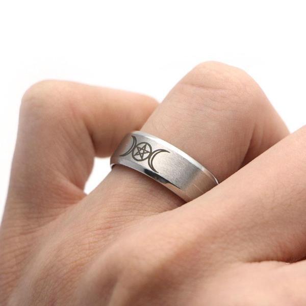 Triple goddess moon ring