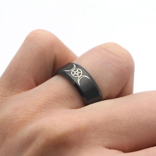 Triple goddess moon ring