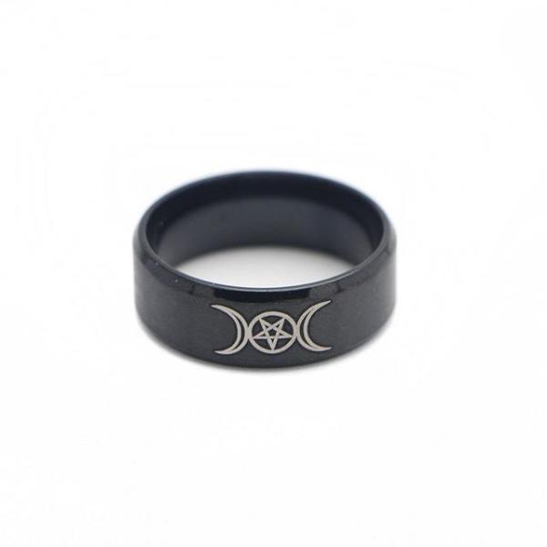 Triple goddess moon ring