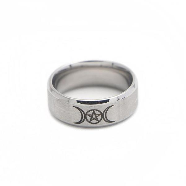 Triple goddess moon ring