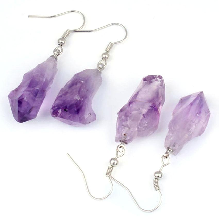 Raw Amethyst Dangle Earrings