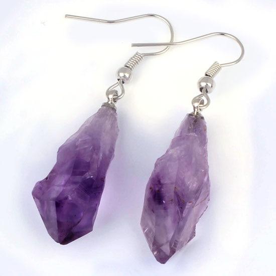 Raw Amethyst Dangle Earrings