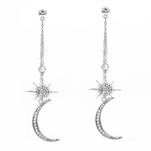 Rhinestone Star & Crescent Moon Drop Earrings