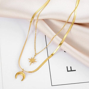 Radiant Star and Moon Necklace