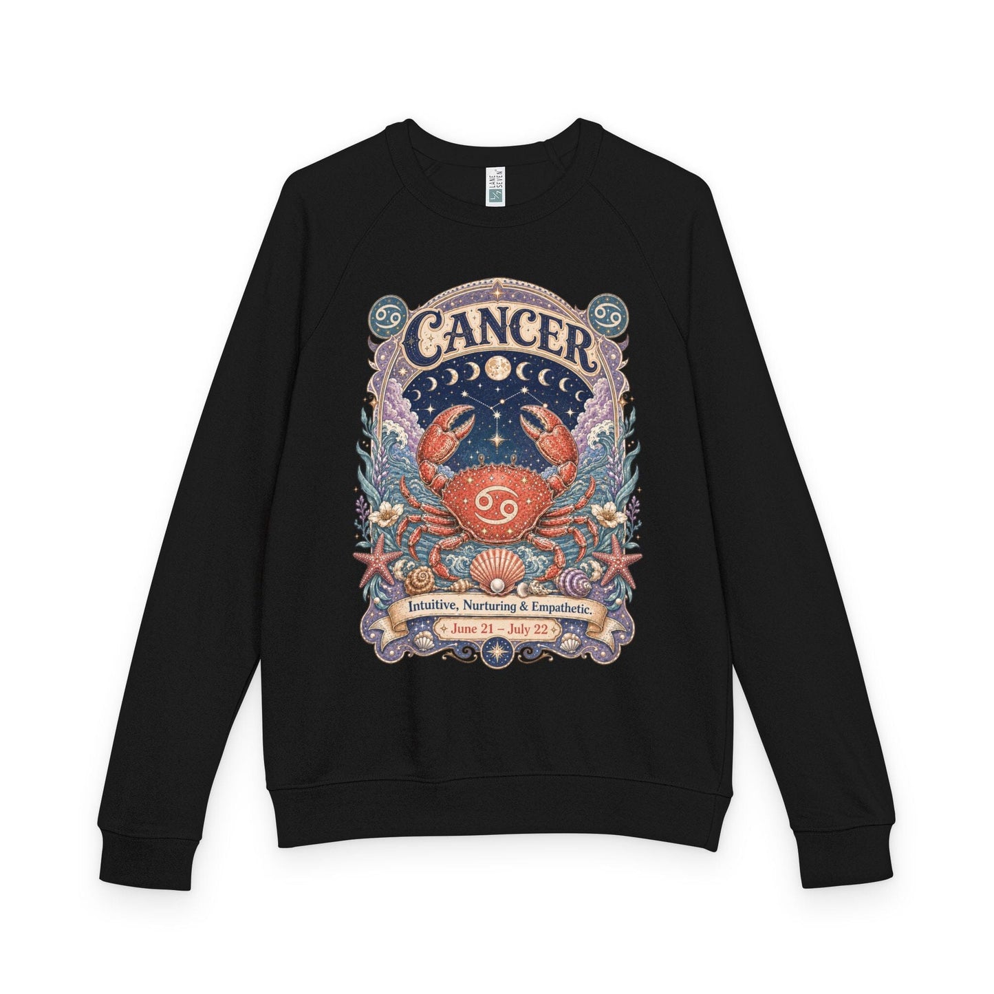 Cancer Zodiac Raglan Sweatshirt – Ethereal Crab Artwork