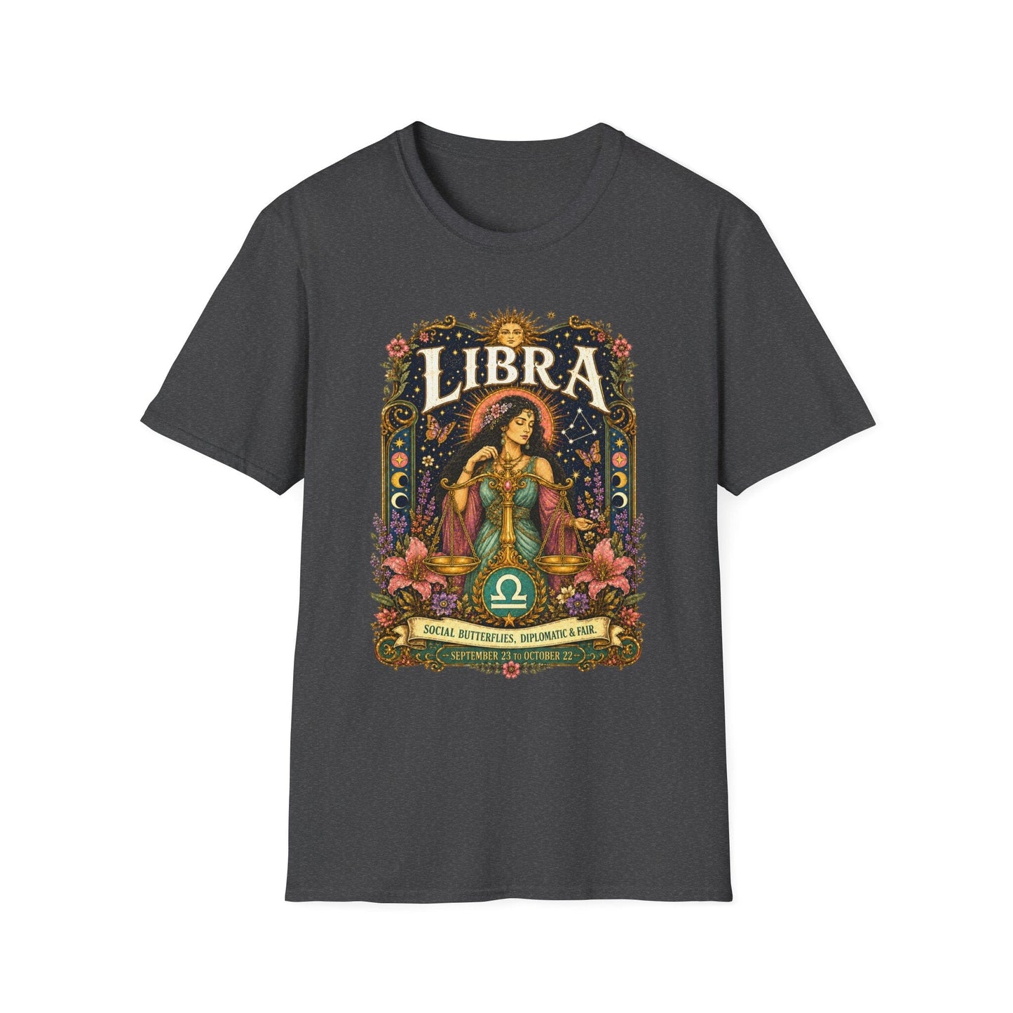 Libra Zodiac Softstyle T-Shirt – Celestial Scales Artwork