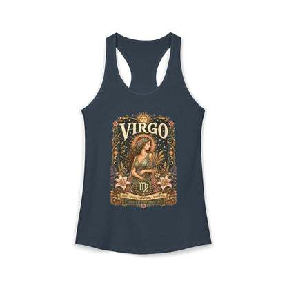 Virgo Zodiac Women's Racerback Tank – Ornate Maiden Artwork