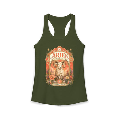 Aries Zodiac Women's Racerback Tank – Ornate Ram Artwork