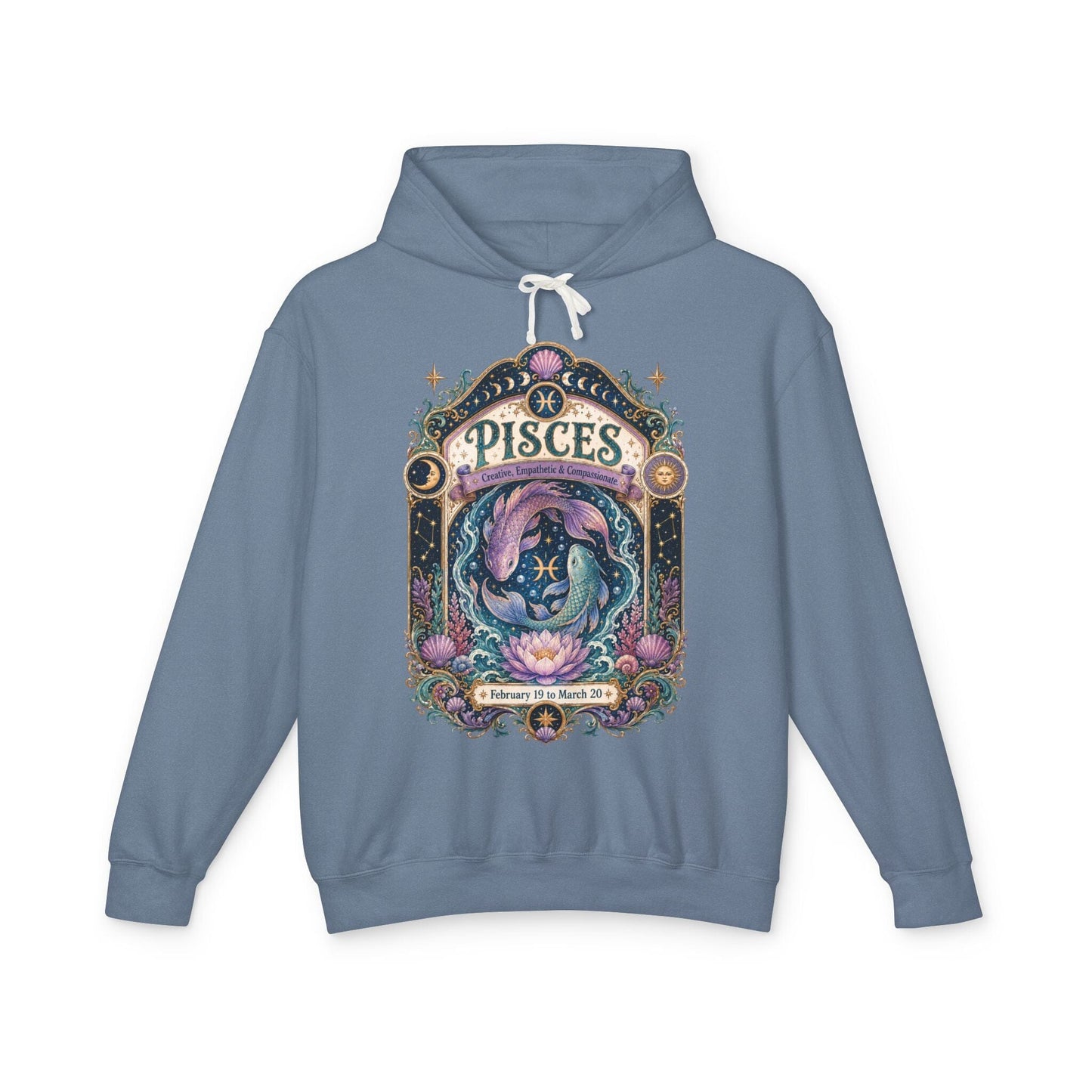 Pisces Zodiac Hooded Sweatshirt – Enchanted Fish Artwork