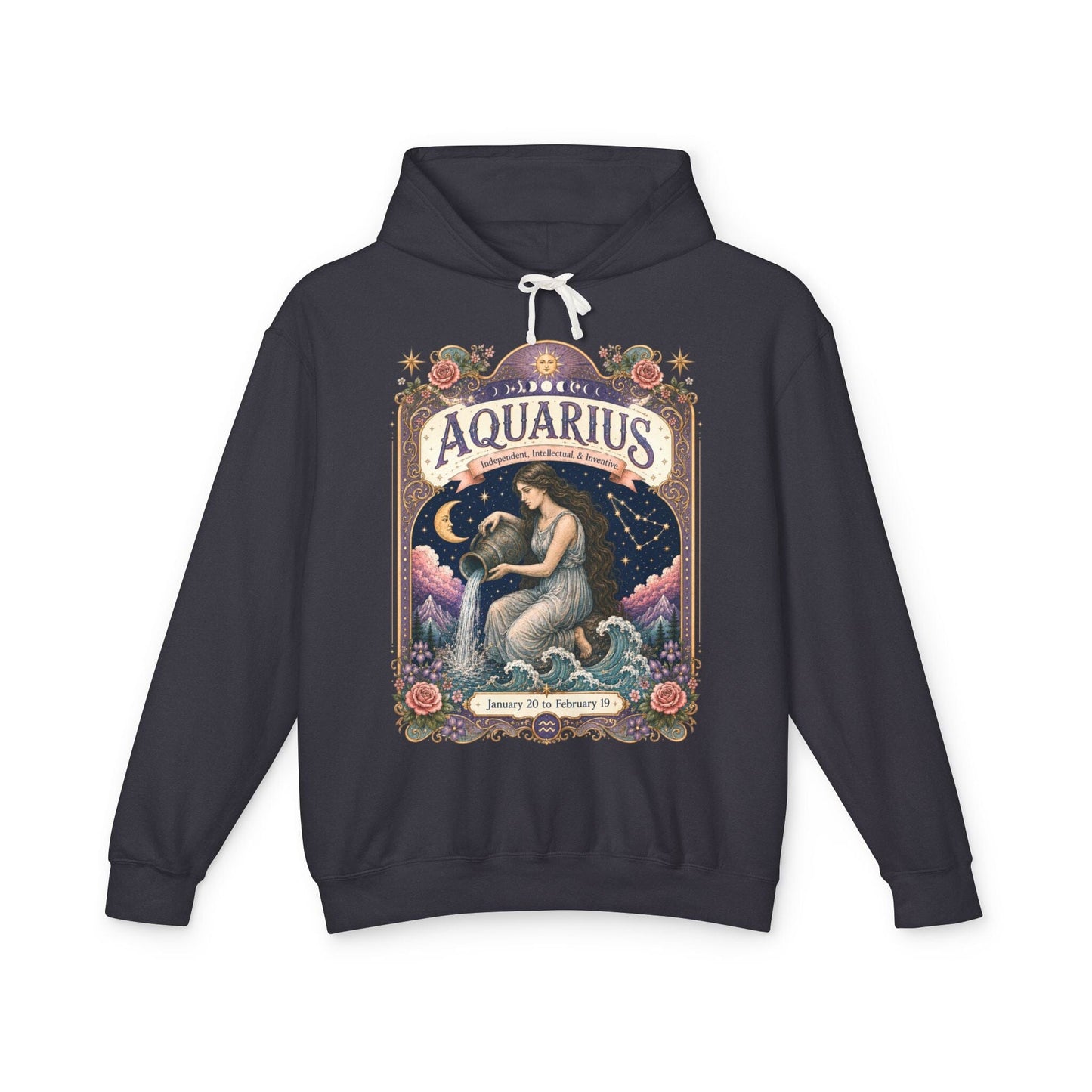 Aquarius Zodiac Hooded Sweatshirt – Enchanted Water Bearer Artwork
