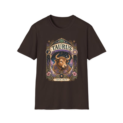 Taurus Zodiac Softstyle T-Shirt – Celestial Bull Artwork