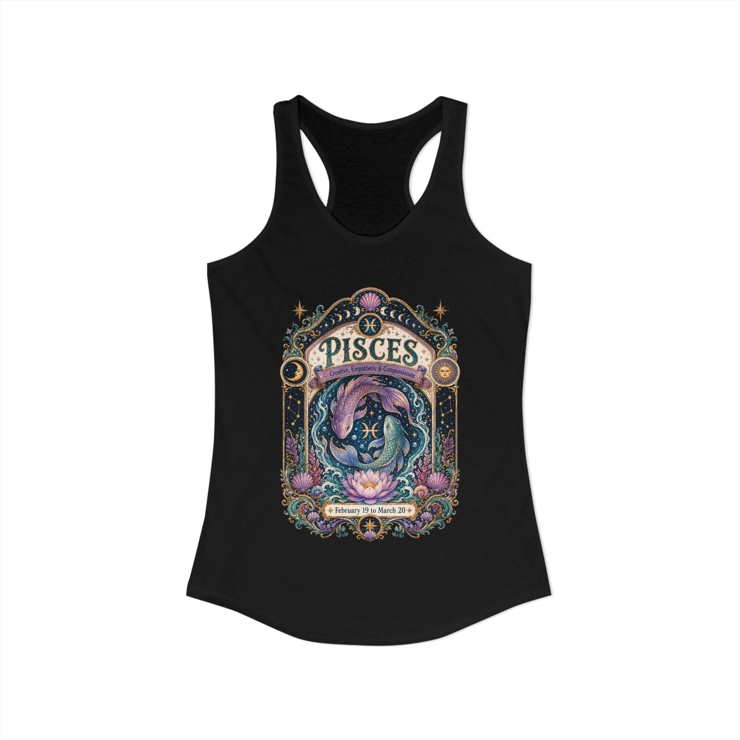 Pisces Zodiac Women's Racerback Tank – Ornate Fish Artwork