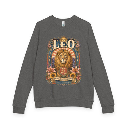 Leo Zodiac Raglan Sweatshirt – Ethereal Lion Artwork