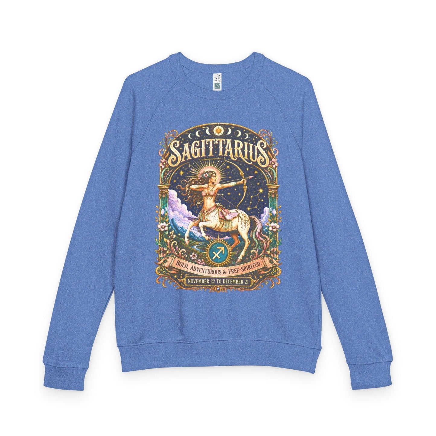 Sagittarius Zodiac Raglan Sweatshirt – Ethereal Archer Artwork