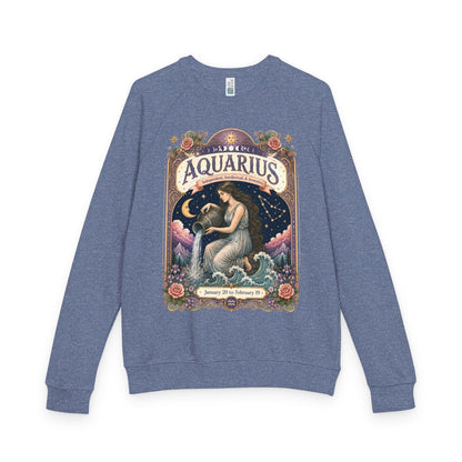 Aquarius Zodiac Raglan Sweatshirt – Ethereal Water Bearer Artwork