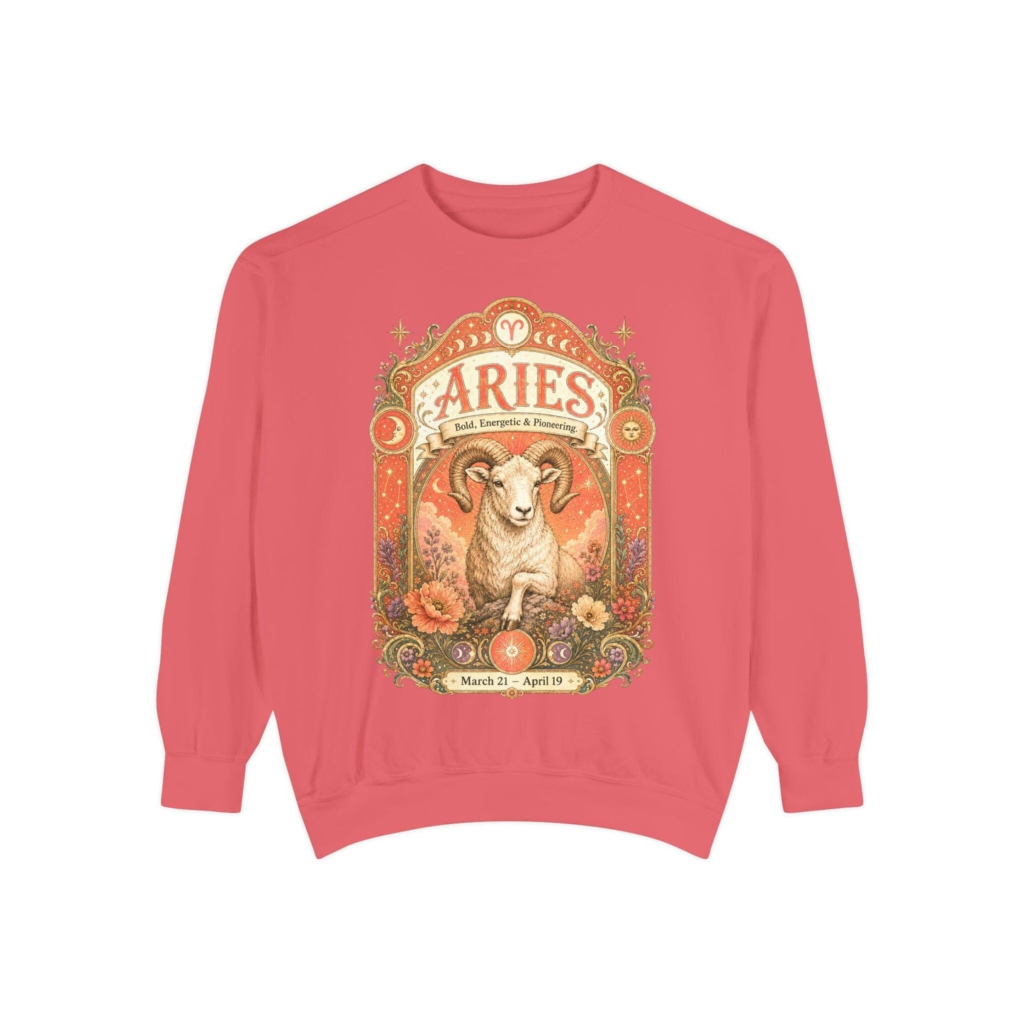 Aries Zodiac Garment-Dyed Sweatshirt – Mystic Ram Artwork