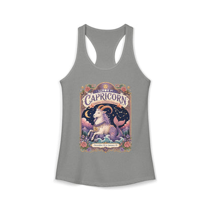Capricorn Zodiac Women's Racerback Tank – Ornate Sea Goat Artwork