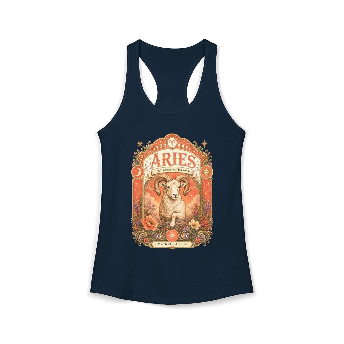 Aries Zodiac Women's Racerback Tank – Ornate Ram Artwork