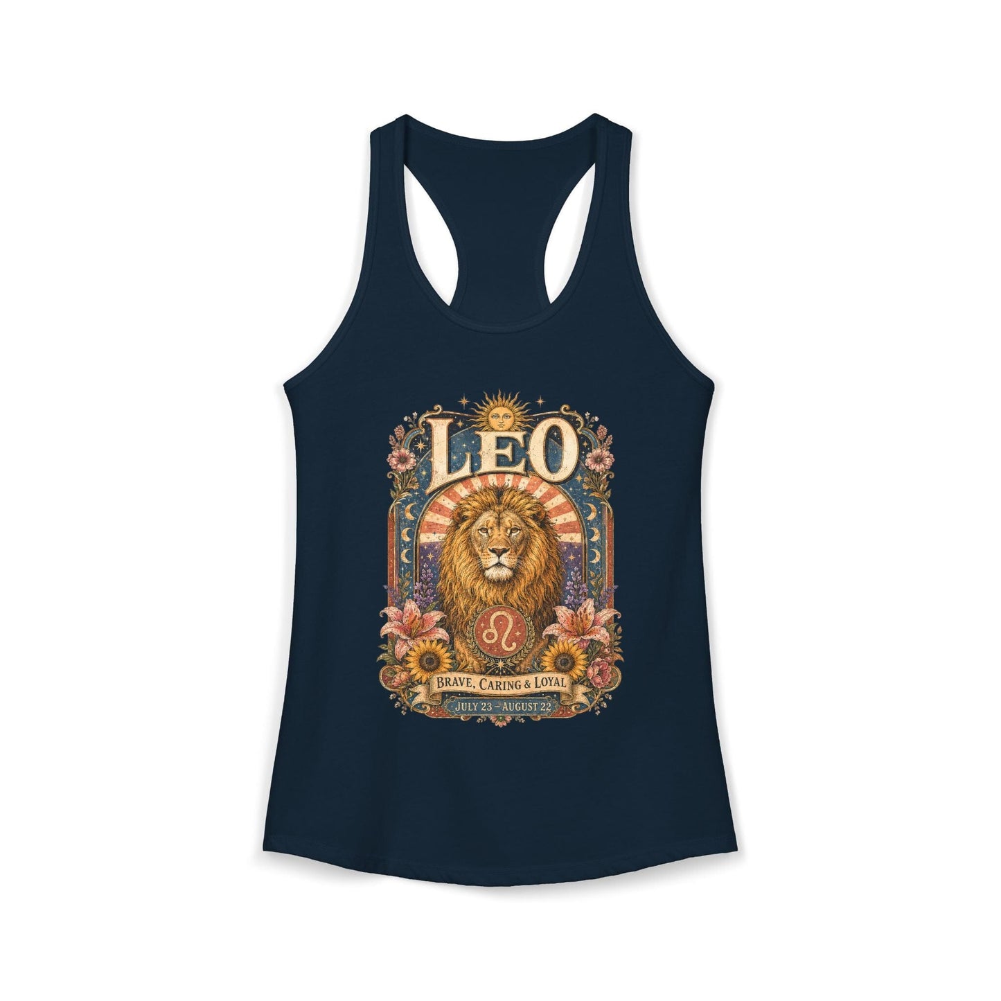 Leo Zodiac Women's Racerback Tank – Ornate Lion Artwork