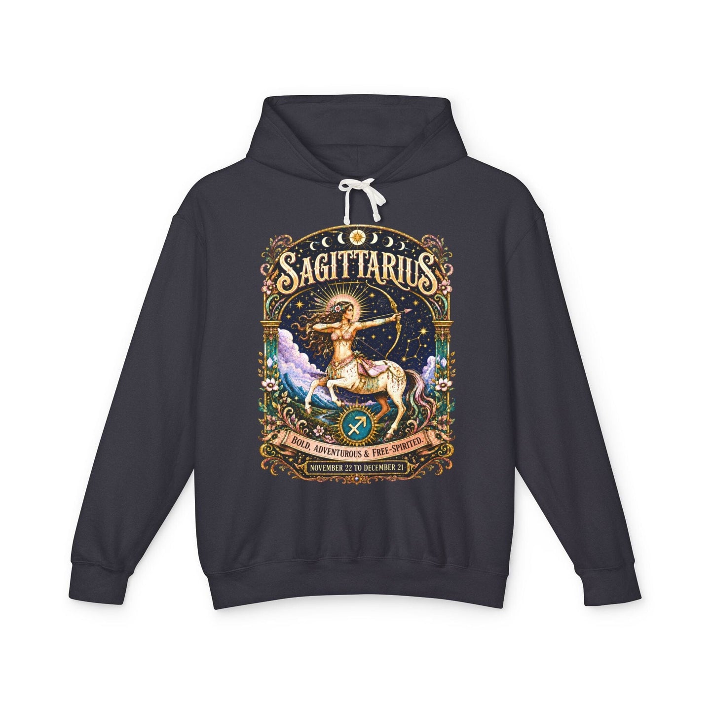 Sagittarius Zodiac Hooded Sweatshirt – Enchanted Archer Artwork